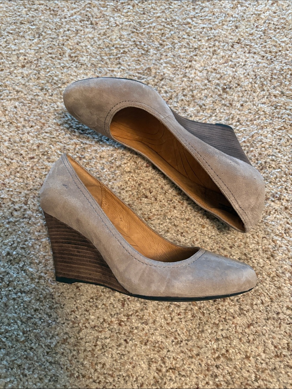 Women’s Taupe Suede Wedge Pumps by Clarks
